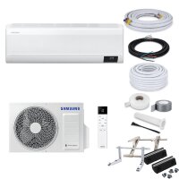 Samsung Klimaanlage Wind-Free Elite AR09TXCAAWKNEU/X R32 Wandgerät 2,5 kW mit Montage Set und Befestigung - 7 Meter Dachkonsole MT630