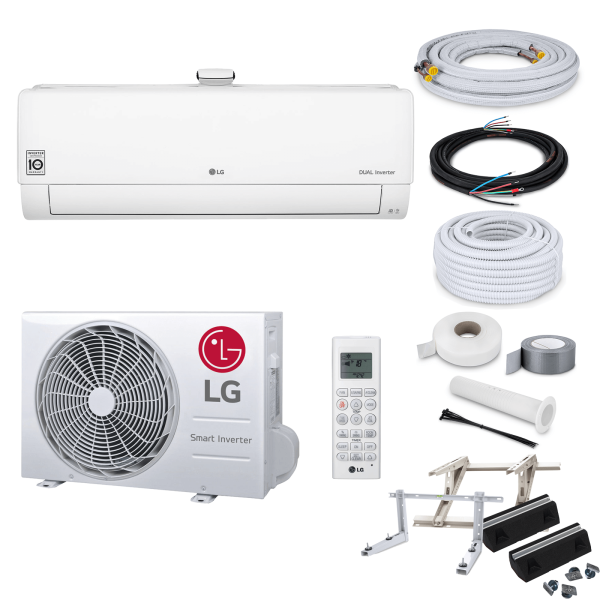 LG Klimaanlage Dualcool AP09RK R32 Wandgerät-Set 2,5 kW mit Montage Set und Befestigung - ohne Montage Set - ohne Befestigung