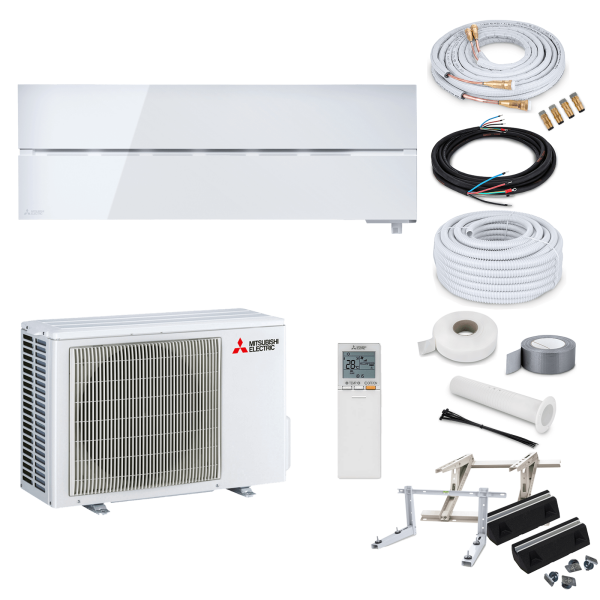 Mitsubishi Klimaanlage Diamond MSZ-LN25VG2 W R32 Wandgerät-Set 2,5 kW - Natural White - 3 Meter - ohne Befestigung