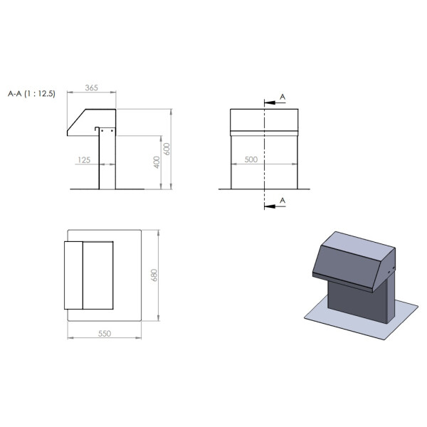 FDD-04 Flachdachdurchführung aus Aluminium