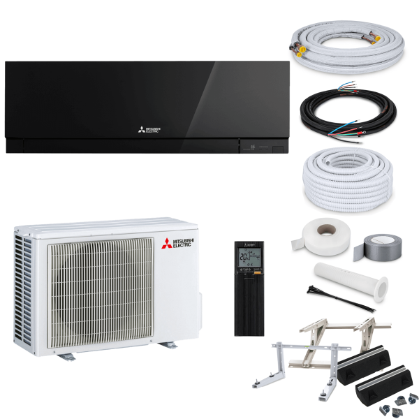 Mitsubishi Klimaanlage Premium MSZ-EF42VGK B R32 Wandgerät-Set 4,2 kW - Schwarz - 3 Meter - ohne Befestigung