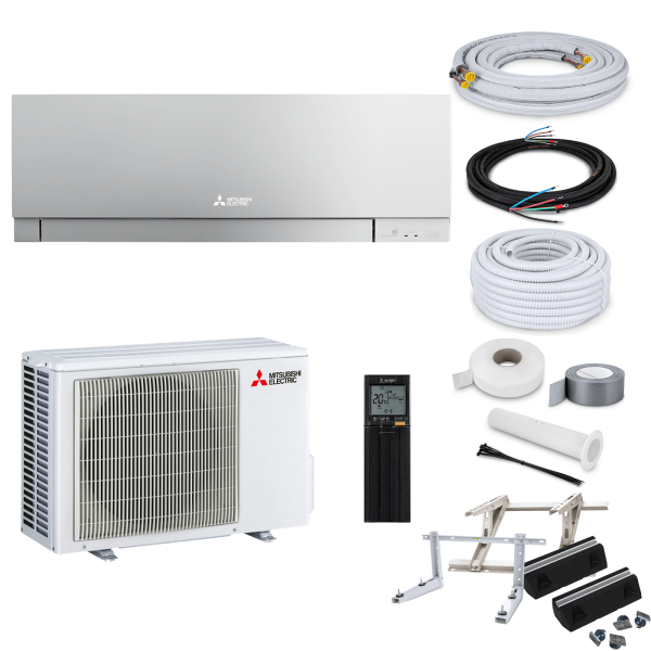 Mitsubishi Klimaanlage Premium MSZ-EF50VGK S R32 Wandgerät-Set 5,0 kW - Silber - ohne Montage Set - Wandkonsole MS253