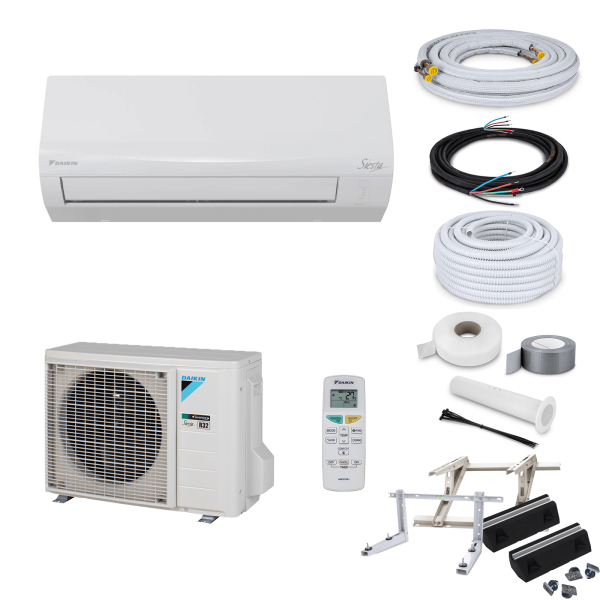 Daikin Klimaanlage Siesta ATXF50A R32 Wandgerät-Set 5,0 kW mit Montage Set und Befestigung (WiFi optional)