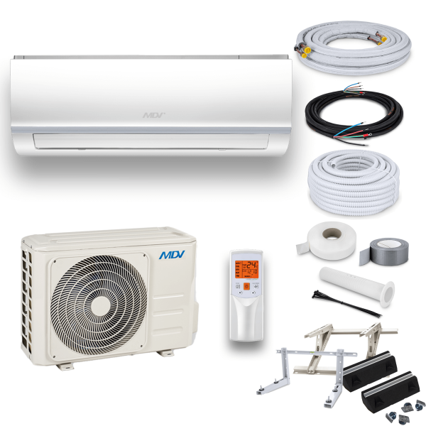 MDV Klimaanlage All Easy ZAE-09N8-A1 R32 Wandgerät-Set 2,6 kW mit Montage Set und Befestigung (WiFi optional)