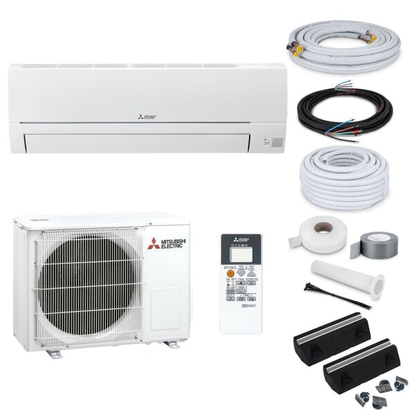 Mitsubishi Klimaanlage MSZ-HR50VF R32 Wandgerät-Set 5,0 kW mit Montage Set und Befestigung (WiFi optional) - 5 Meter Bodenkonsole GDS400 mit WiFi