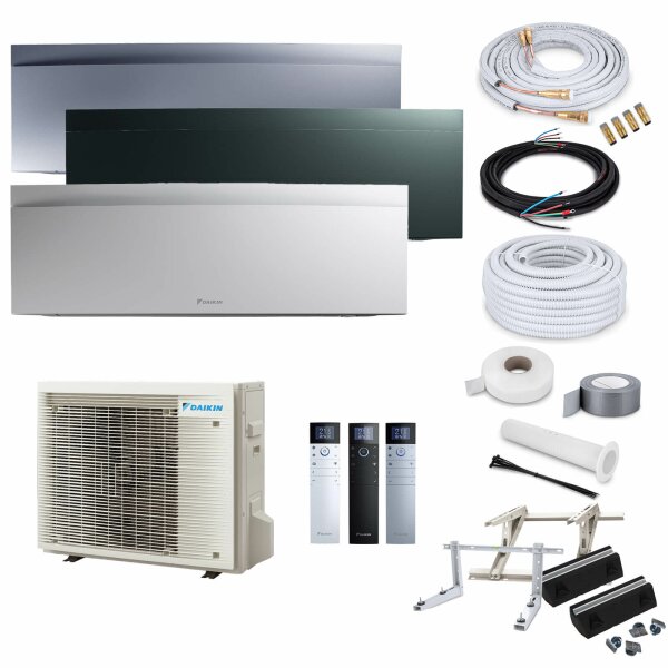 Daikin Klimaanlage Emura FTXJ42AB R32 Wandgerät-Set 4,2 kW  - Schwarz - 7 Meter - Dachkonsole MT650