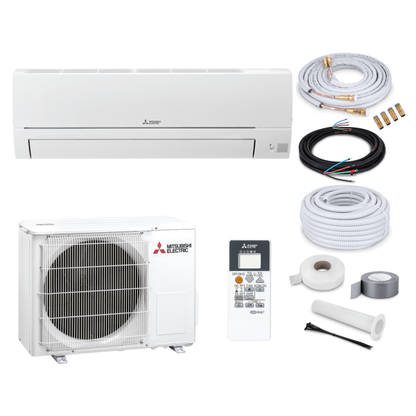 Mitsubishi Klimaanlage MSZ-HR25VF R32 Wandgerät-Set 2,5 kW mit Quick Connect und Befestigung (WiFi optional) - 16 Meter mit Nachfüllung ohne Befestigung mit WiFi
