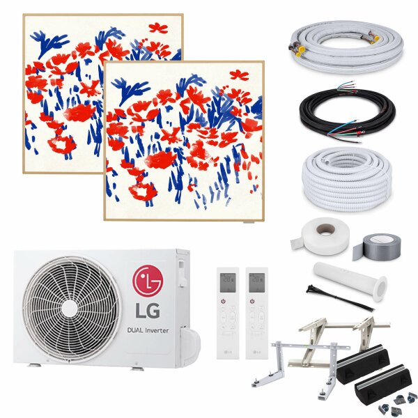 LG MultiSplit Artcool Gallery Photo - 2x A09GA1 + MU2R15 - 2,6 kW mit Montage Set und Befestigung (WiFi optional)