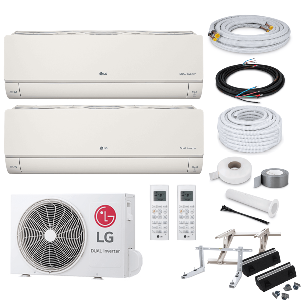 LG MultiSplit Artcool Beige - 2x AB09BK + MU2R15 - 2,5 kW - ohne Montage Set - ohne Befestigung