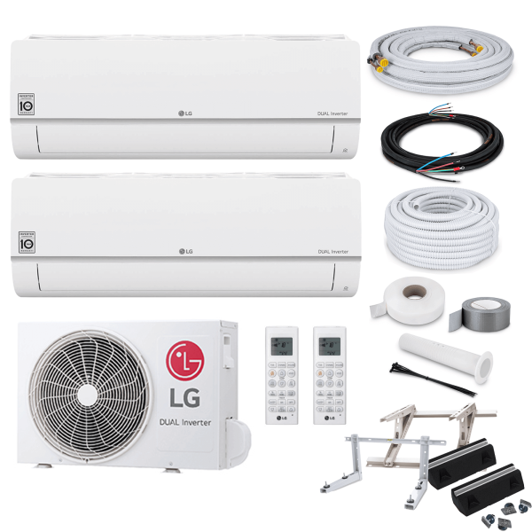 LG MultiSplit Standard Plus - 2x PC09SK + MU2R15 - 2,5 kW - ohne Montage Set - Wandkonsole MS253