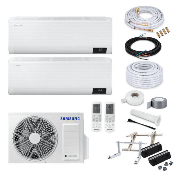 Samsung MultiSplit Wind-Free Comfort - 2x AR12TXFCAWKNEU  + AJ050TXJ2KG/EU - 3,5 kW - 2x 3 Meter - ohne Befestigung
