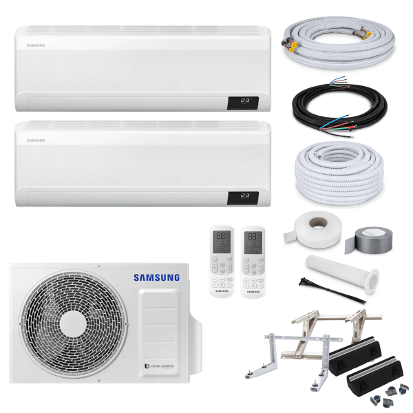 Samsung MultiSplit Wind-Free Avant - 2x AR12TXEAAWKNEU + AJ050TXJ2KG/EU - 3,5 kW - ohne Montage Set - Wandkonsole MS253