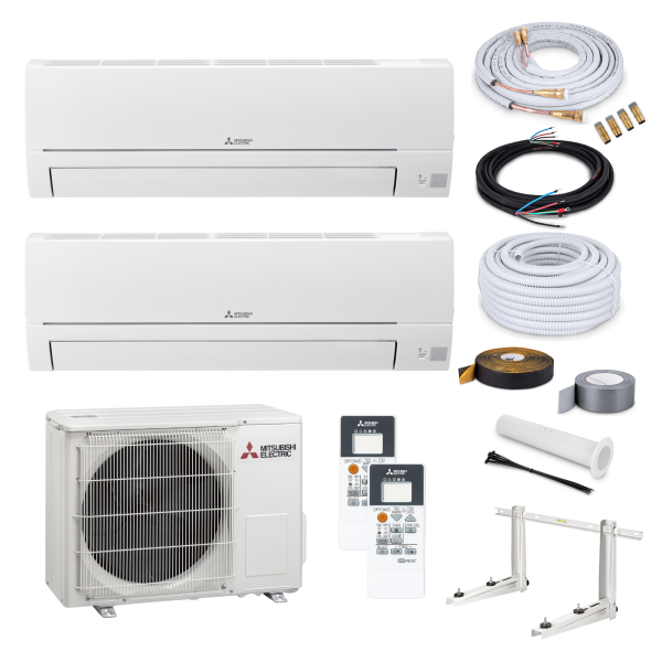 Mitsubishi MultiSplit - 2x MSZ-HR35VF + MXZ-2HA50VF - 3,5 kW - ohne Quick Connect - Wandkonsole MS253 - ohne WiFi