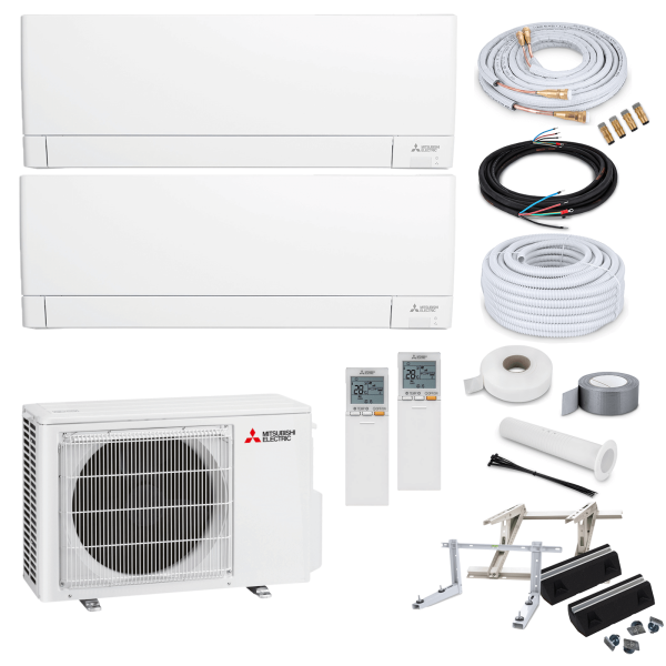 Mitsubishi MultiSplit Standard - 2x MSZ-AY25VGK + MXZ-2F42VF4 - 2,5 kW - ohne Quick Connect - Wandkonsole MS253