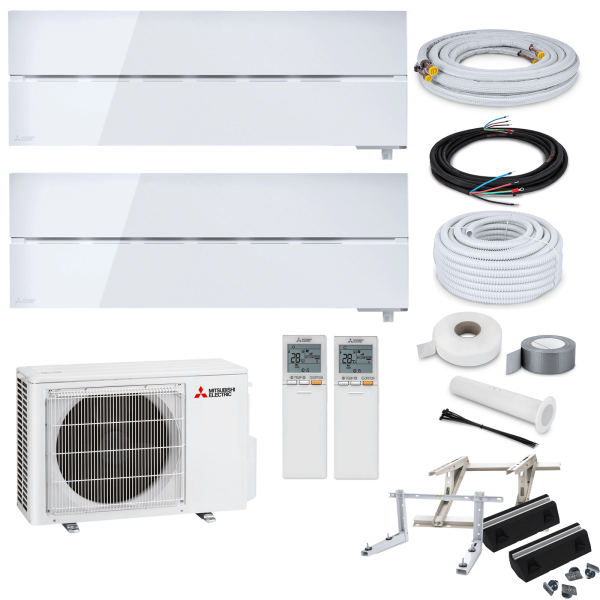 Mitsubishi MultiSplit Diamond - 2x MSZ-LN35VG2W + MXZ-2F53VF4 - 3,5 kW - Natural White - ohne Montage Set - ohne Befestigung