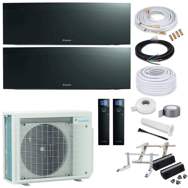 Daikin MultiSplit Emura - 2x FTXJ25AB + 2MXM40A9 - 2,5 kW - Schwarz - ohne Quick Connect - Wandkonsole MS253