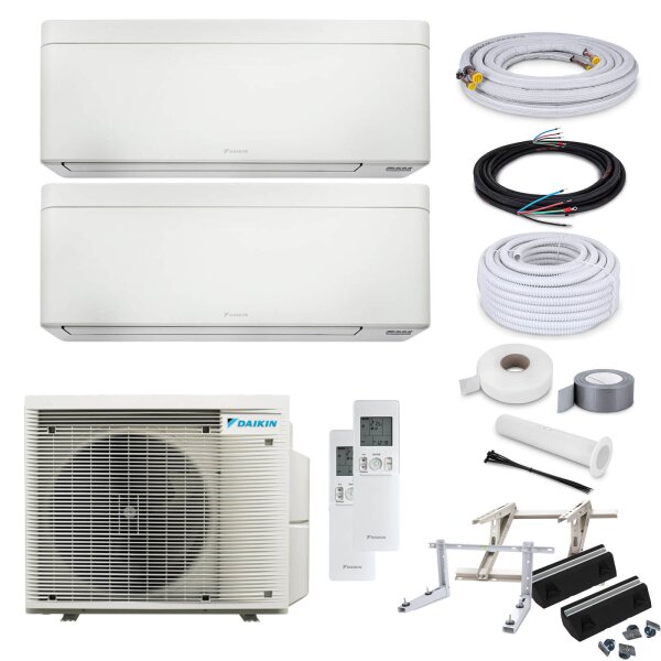 Daikin MultiSplit Stylish - 2x FTXA25CW + 2MXM40A9 - 2,5 kW - Weiß - ohne Montage Set - Wandkonsole MS253