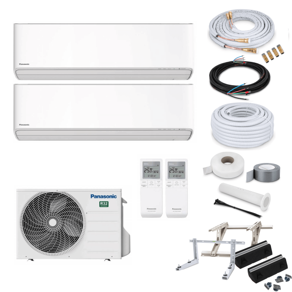 Panasonic MultiSplit Etherea - 2x CS-Z35ZKEW + CU-2Z50TBE - 3,5 kW - Weiß - ohne Quick Connect - Wandkonsole MS253
