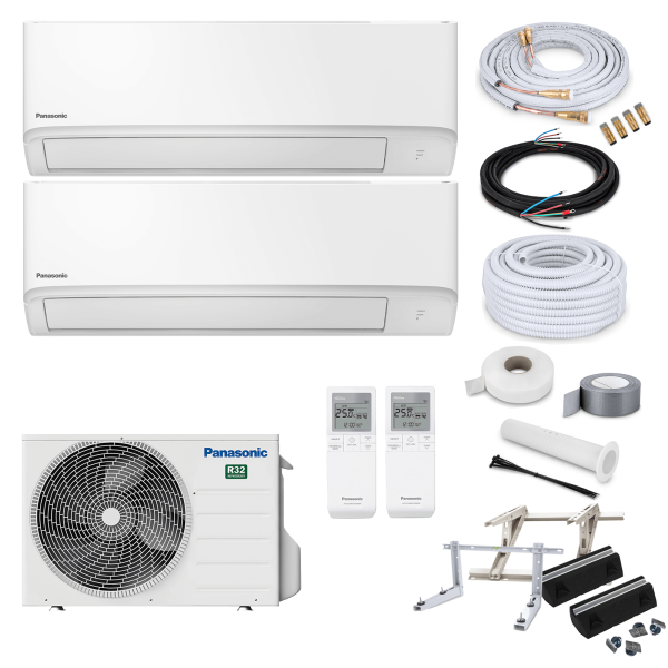 Panasonic MultiSplit Ultrakompakt - 2x CS-TZ25ZKEW + CU-2TZ41TBE - 2,5 kW - ohne Quick Connect - Wandkonsole MS253