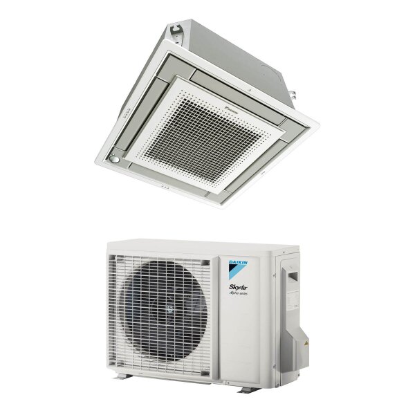 Daikin SkyAir Alpha-series - FFA35A9 + RZAG35A - 4-Wege - Deckenkassetten-Set - 3,5 kW -  Fully Flat Silber Blende - ohne Steuerung