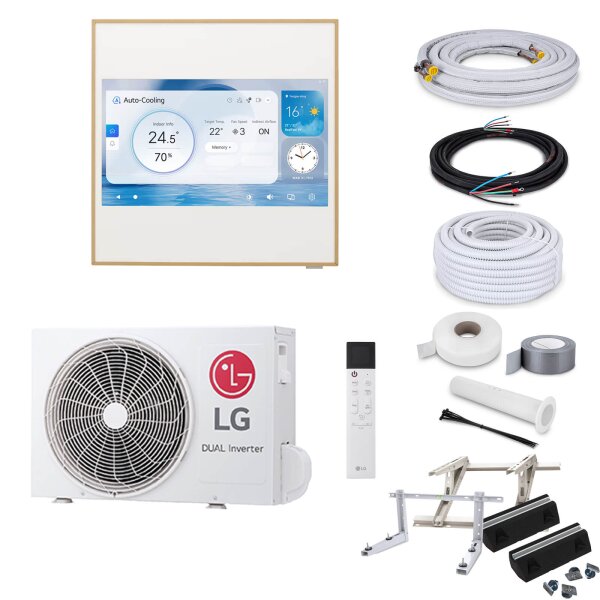 LG Klimaanlage Artcool Gallery LCD A09GA2 R32 Wandgerät-Set 2,5 kW - ohne Montage Set - ohne Befestigung